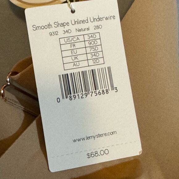 Le Mystère Women's Natural Smooth Shape Unlined Underwire Bra Size 34D NWT - Picture 12 of 12